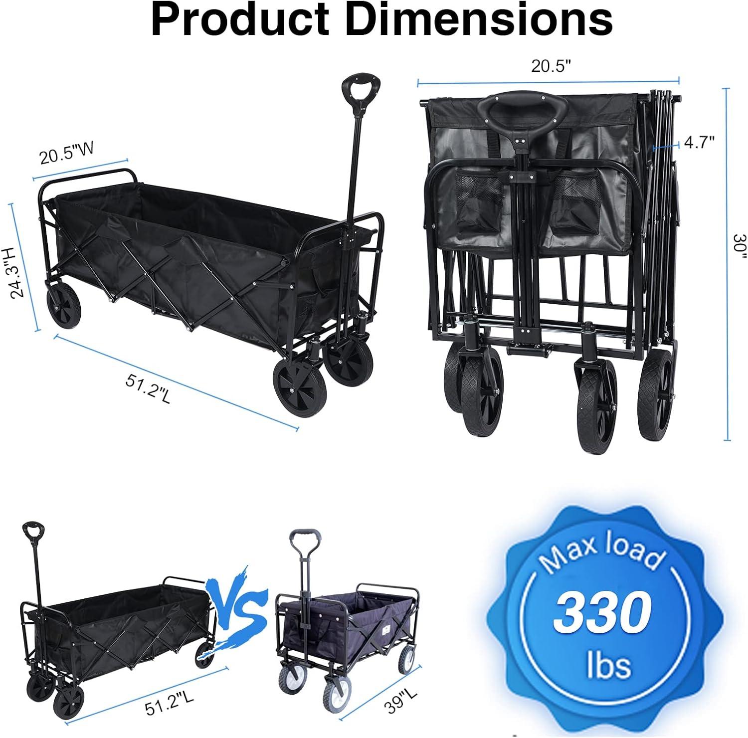 YSSOA 330LBS Folding Outdoor Garden Cart Wagon Camping Cart