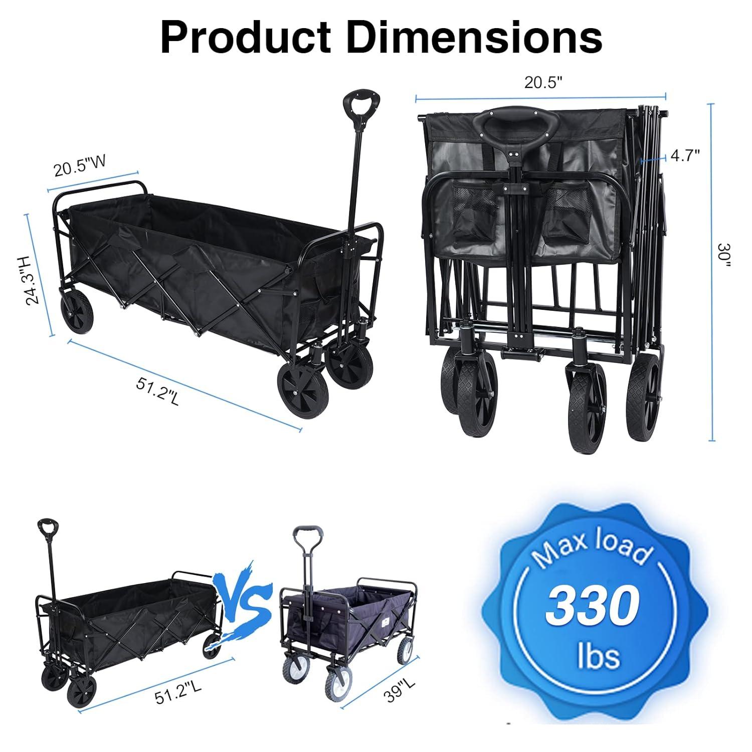 YSSOA 330LBS Folding Outdoor Garden Cart Wagon Camping Cart