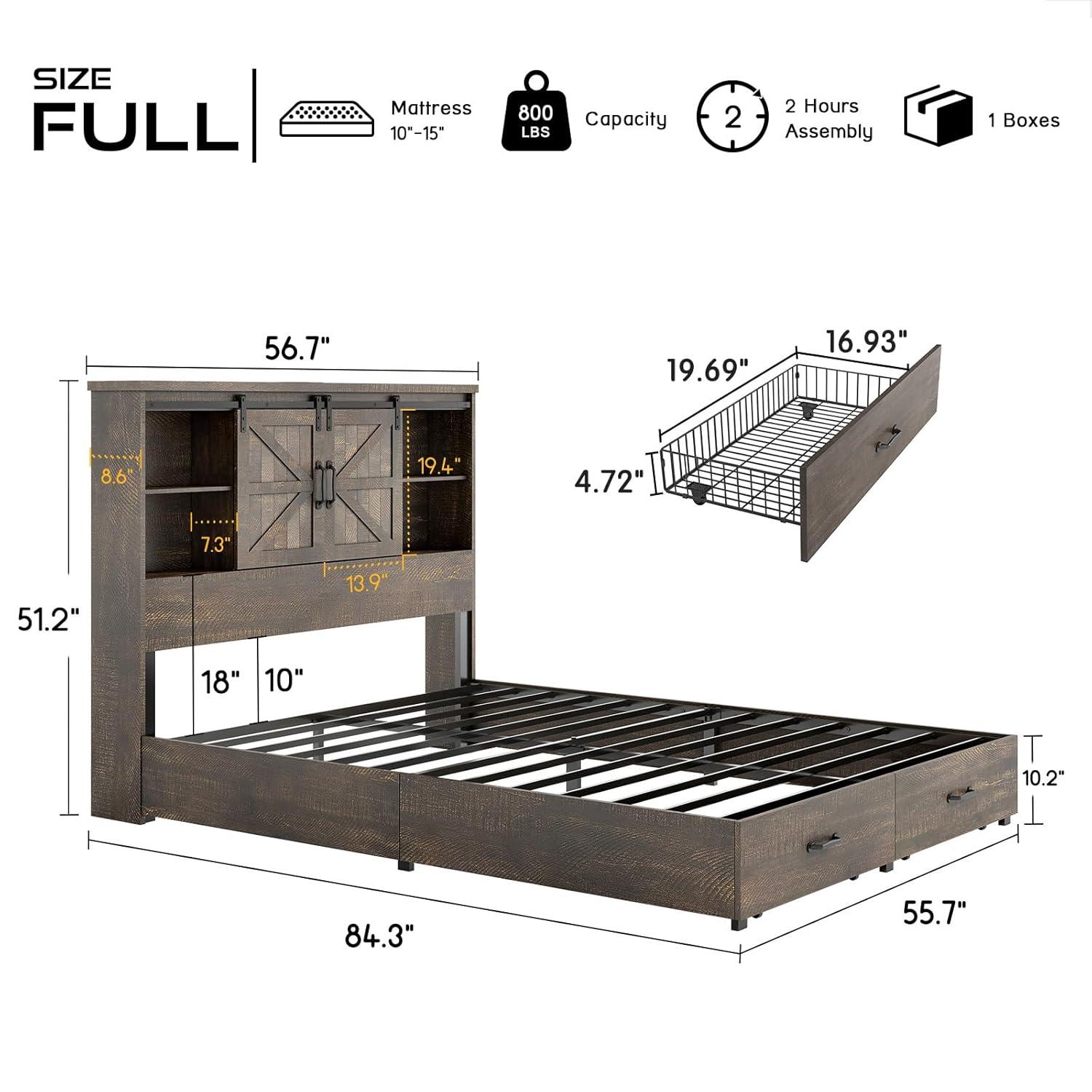 Sherell Wooden Bookcase Bed Frame