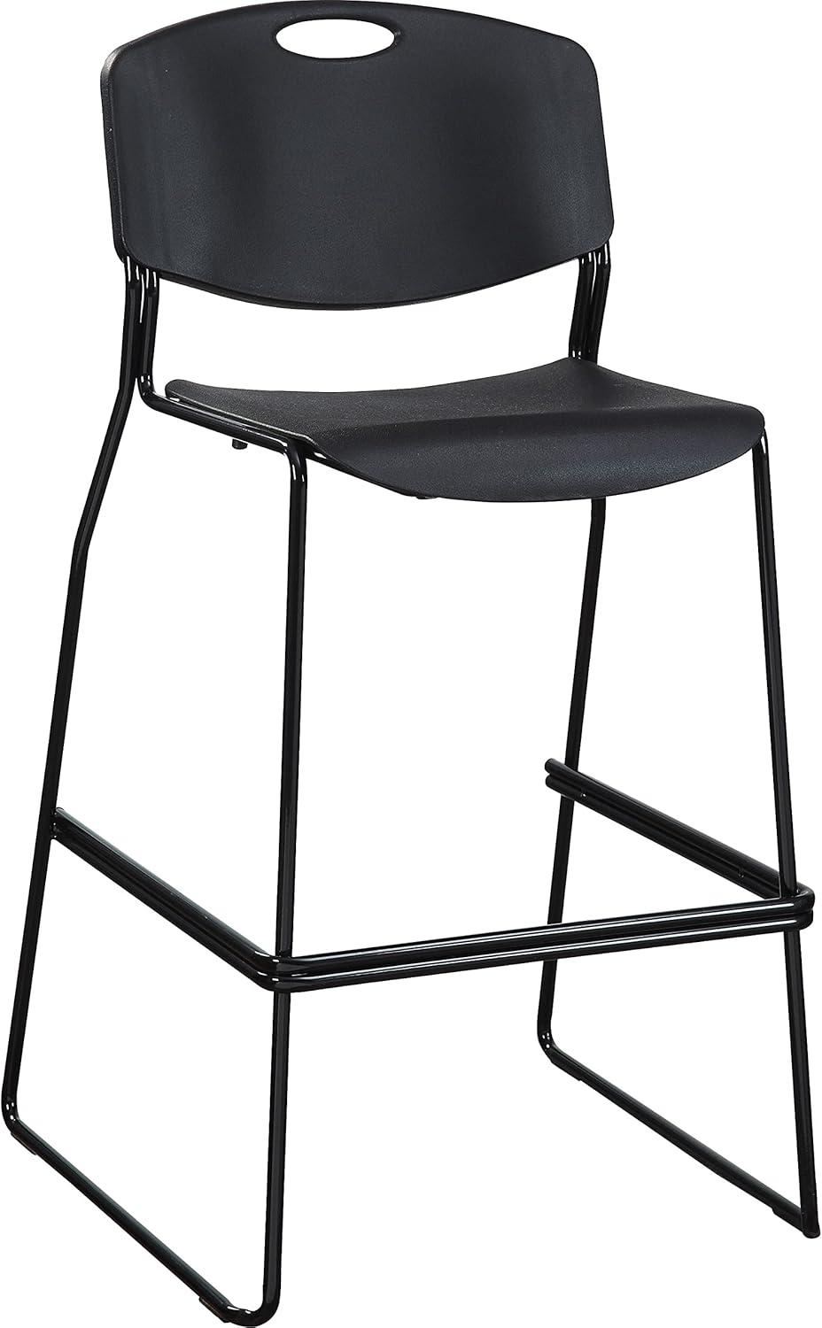 Sleek Black Steel and Acrylic Stacking Bistro Chair, Set of 2