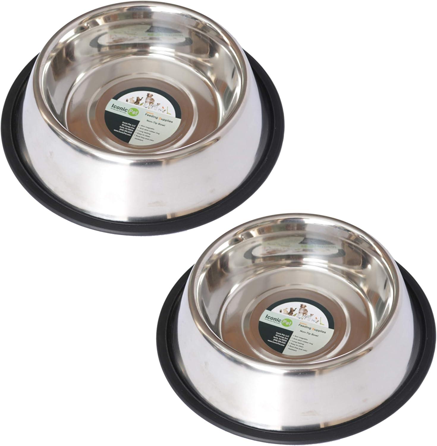 Stainless Steel Non-Skid Pet Bowl with Rubber Base, 64 Oz