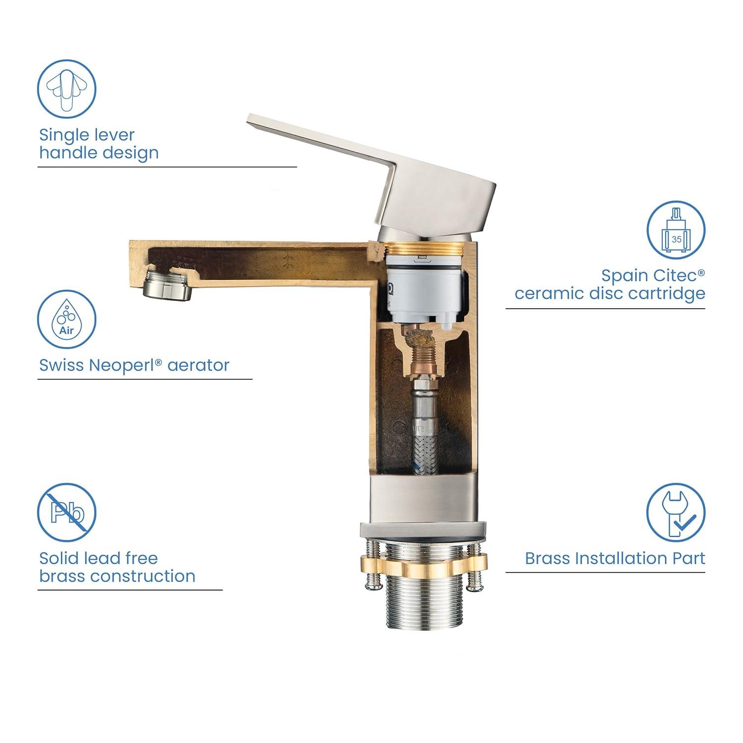 KIBI KBF1002BN Cube Single-Hole Single-handle Bathroom Faucet
