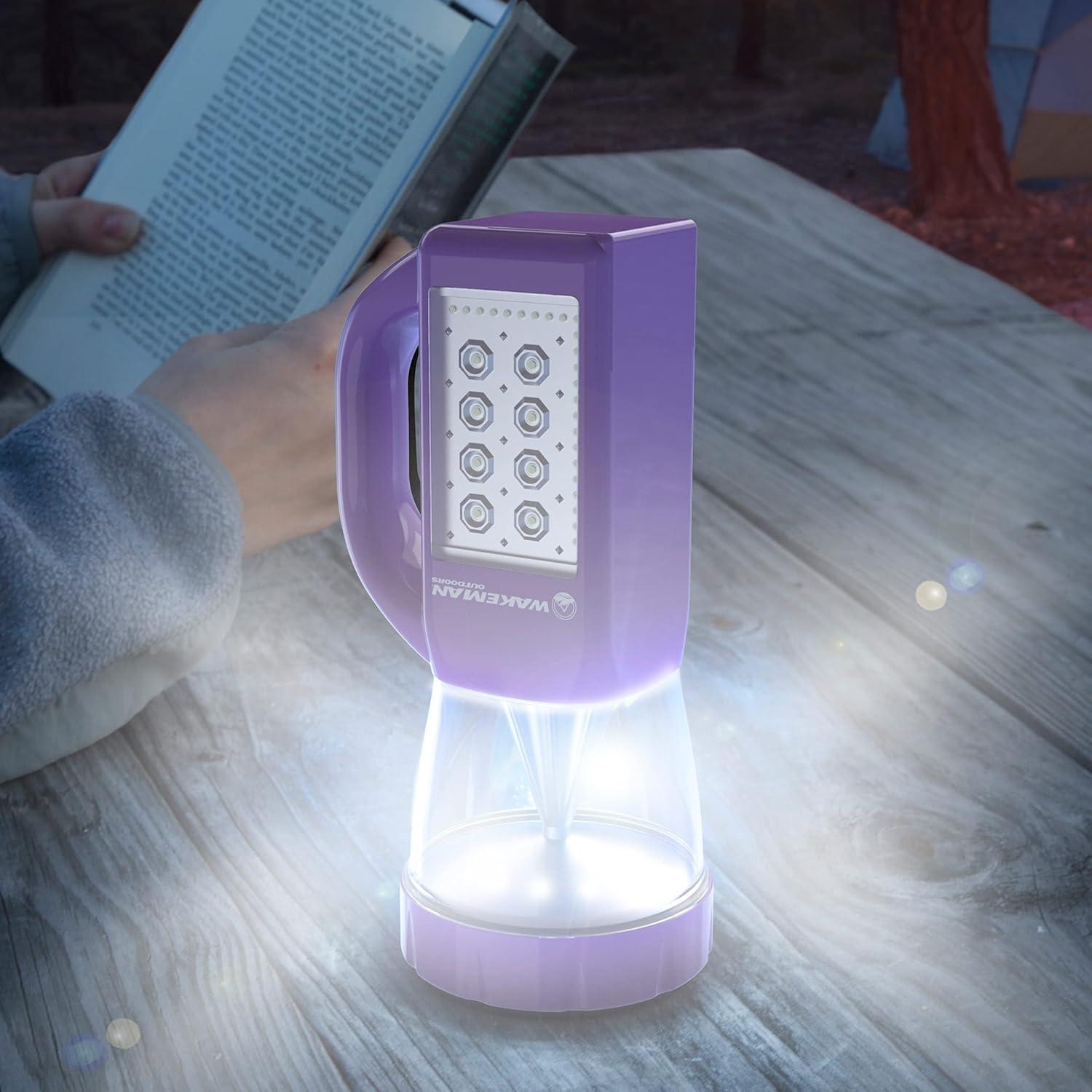 3-in-1 LED Lantern - Compact, Lightweight Camping Light, Flashlight, and Panel Illumination for Reading and Emergencies by Wakeman Outdoors (Purple)