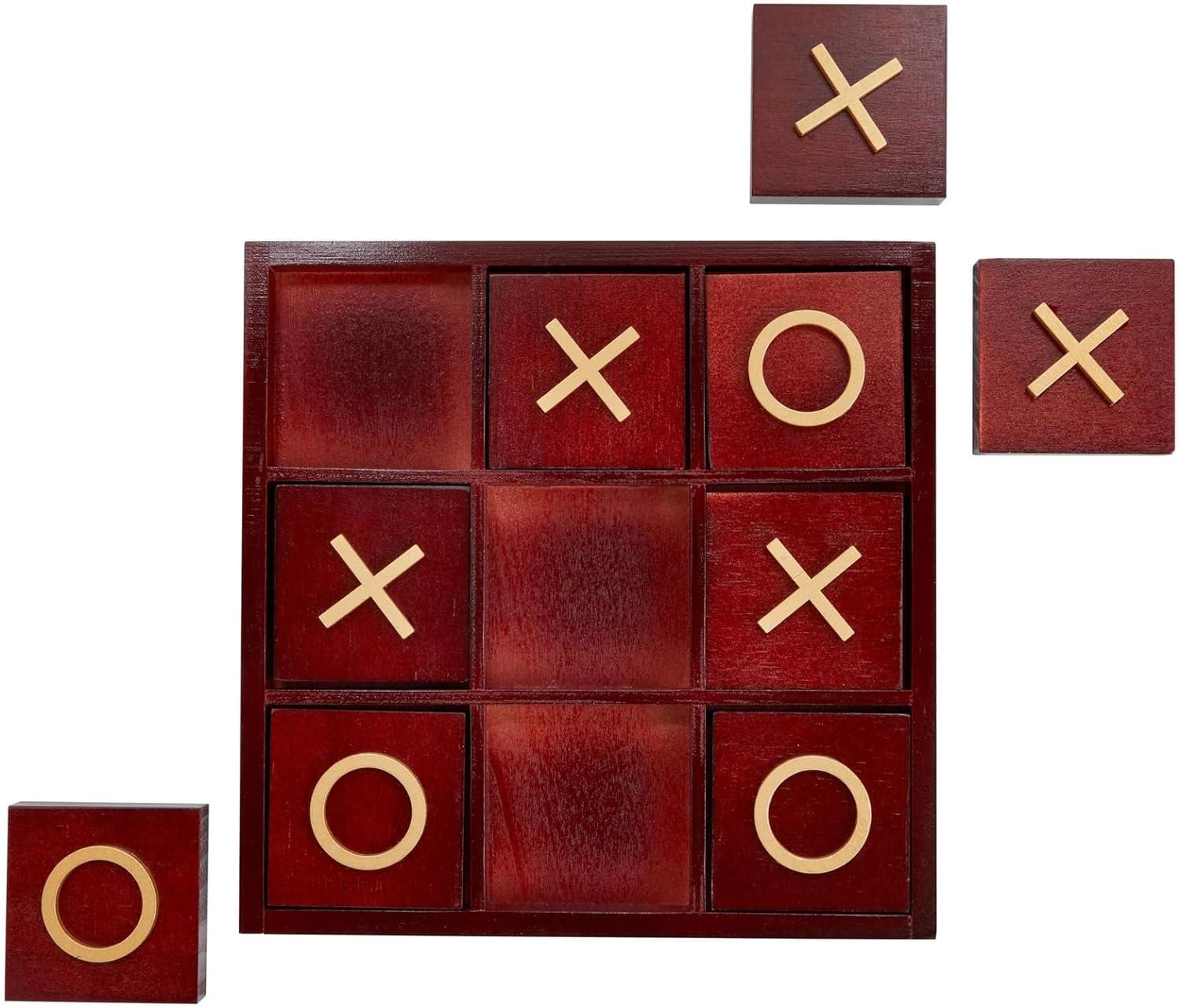 Juvale 10 Pieces Wooden Tic Tac Toe Board Game for Adults, Coffee Table Decor, 9.5 x 9.5 in