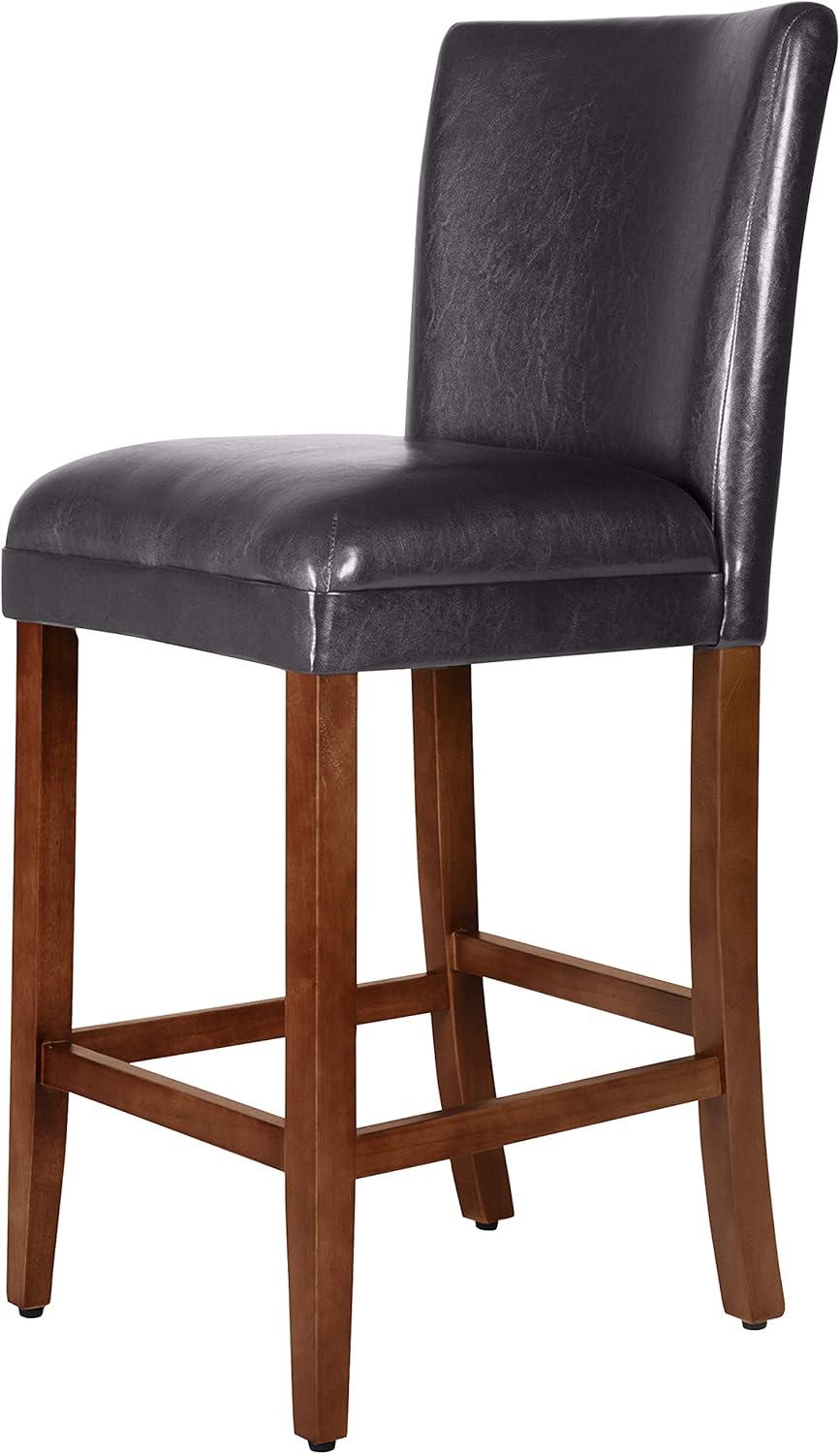 Luxury 29" Brown Faux Leather Barstool with Wood Legs