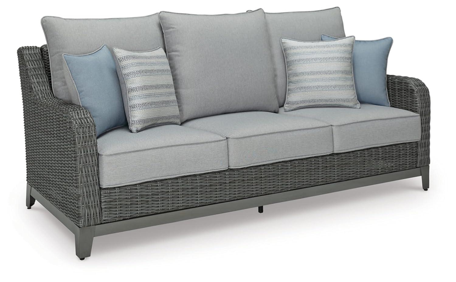 Signature Design by Ashley Elite Park Outdoor Fabric Sofa with Cushion in Gray