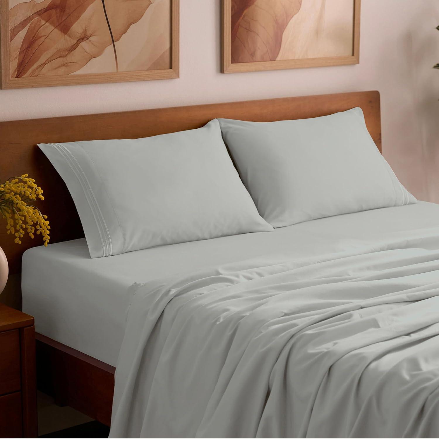 Mellanni Brushed Microfiber Sheet Set, Queen, Spa Mint, 4 Piece