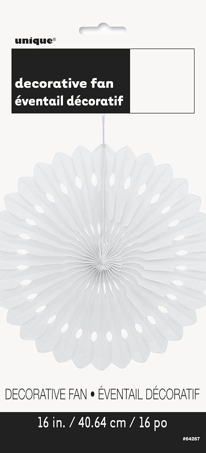 Tissue Paper Fan Decoration, 16 in, White, 1ct