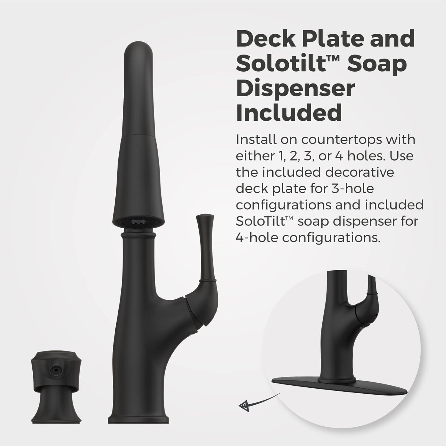 Alderwood Matte Black High-Arc Kitchen Faucet with Pull-Out Spray