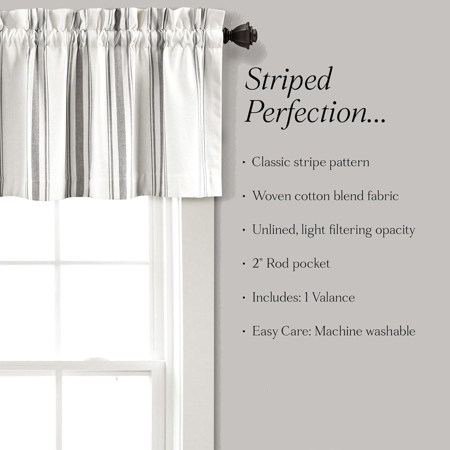 Lush Decor Farmhouse Stripe Striped Ruffled 52'' W Window Valance