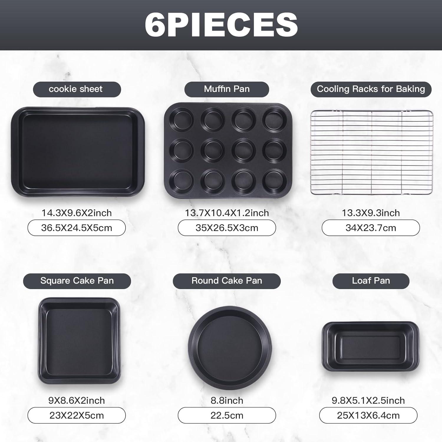 COAHAHA 6-Piece Premium Carbon Steel Baking Set - Versatile For Cakes, Muffins, And More