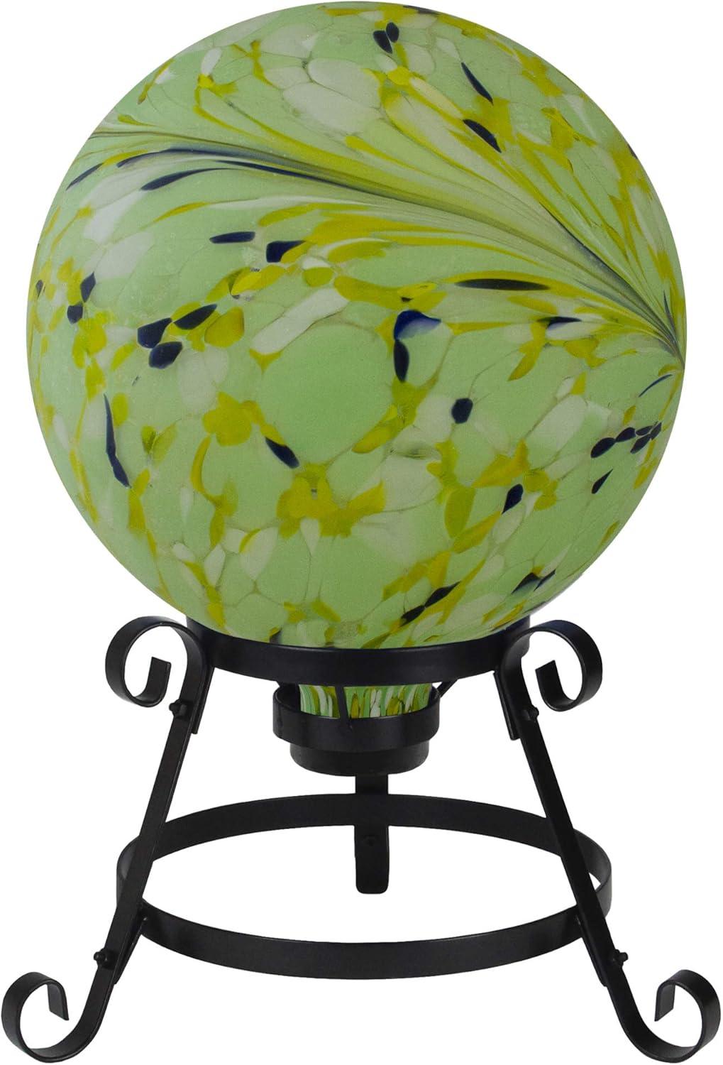 Northlight Hand Painted Swirled Outdoor Patio Garden Gazing Ball - 10" - Yellow and Green