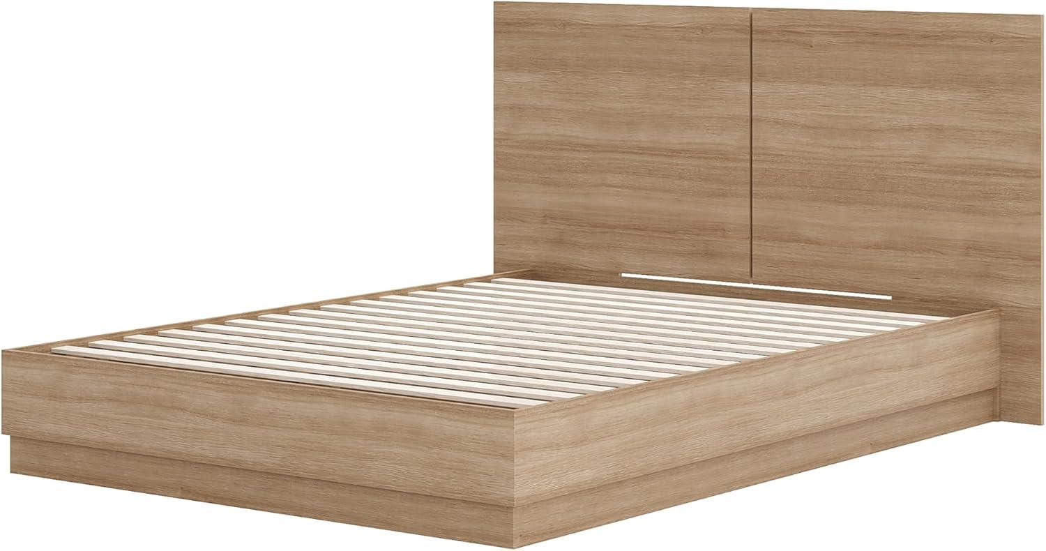 Nexera Queen Milano Platform Bed with Headboard Brown Oak
