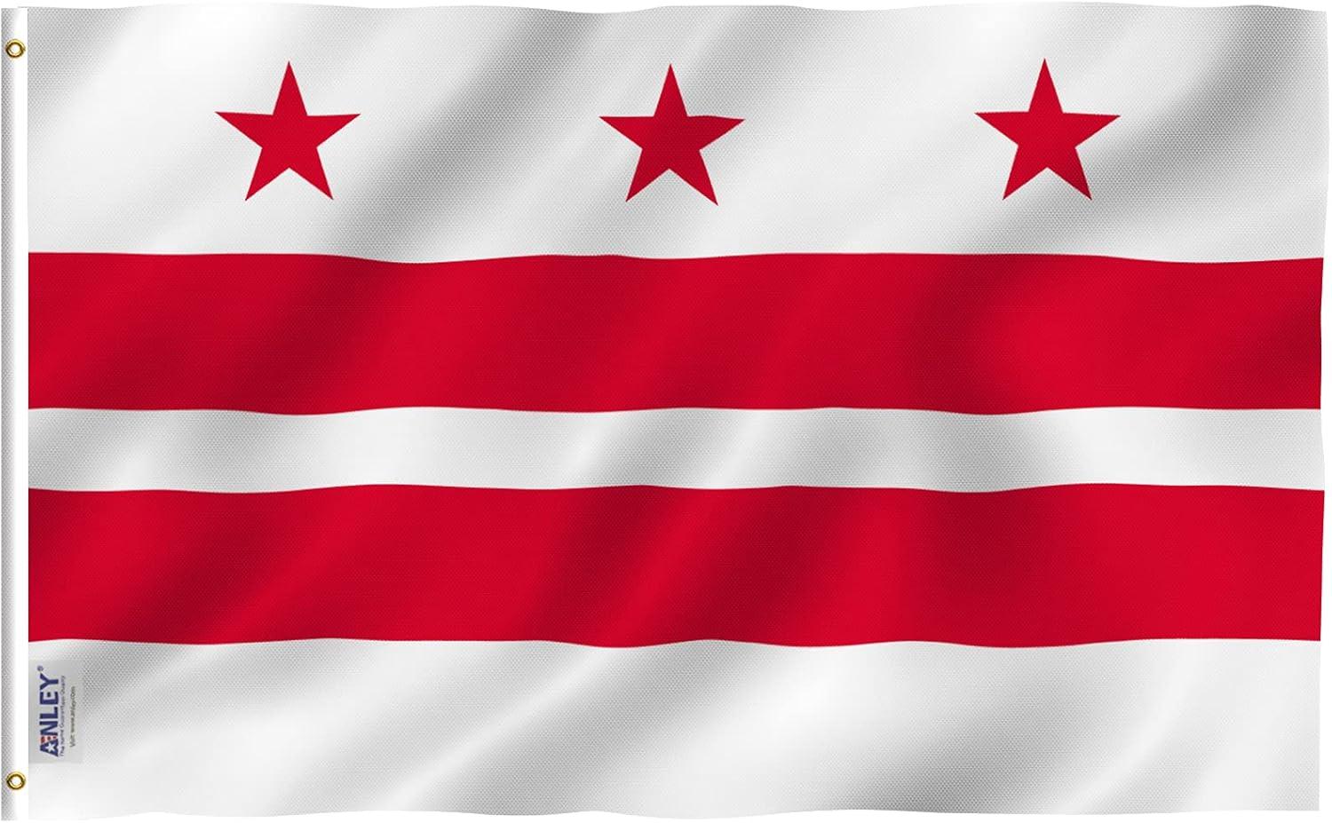 Patriotic Washington DC Polyester Flag with Brass Grommets