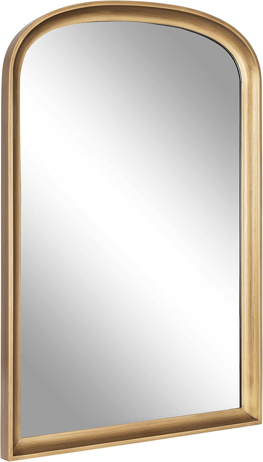 24"x36" Hatherleigh Basket Arch Wall Mirror Gold - Kate & Laurel All Things Decor: Durable Wooden Frame, No Assembly Required