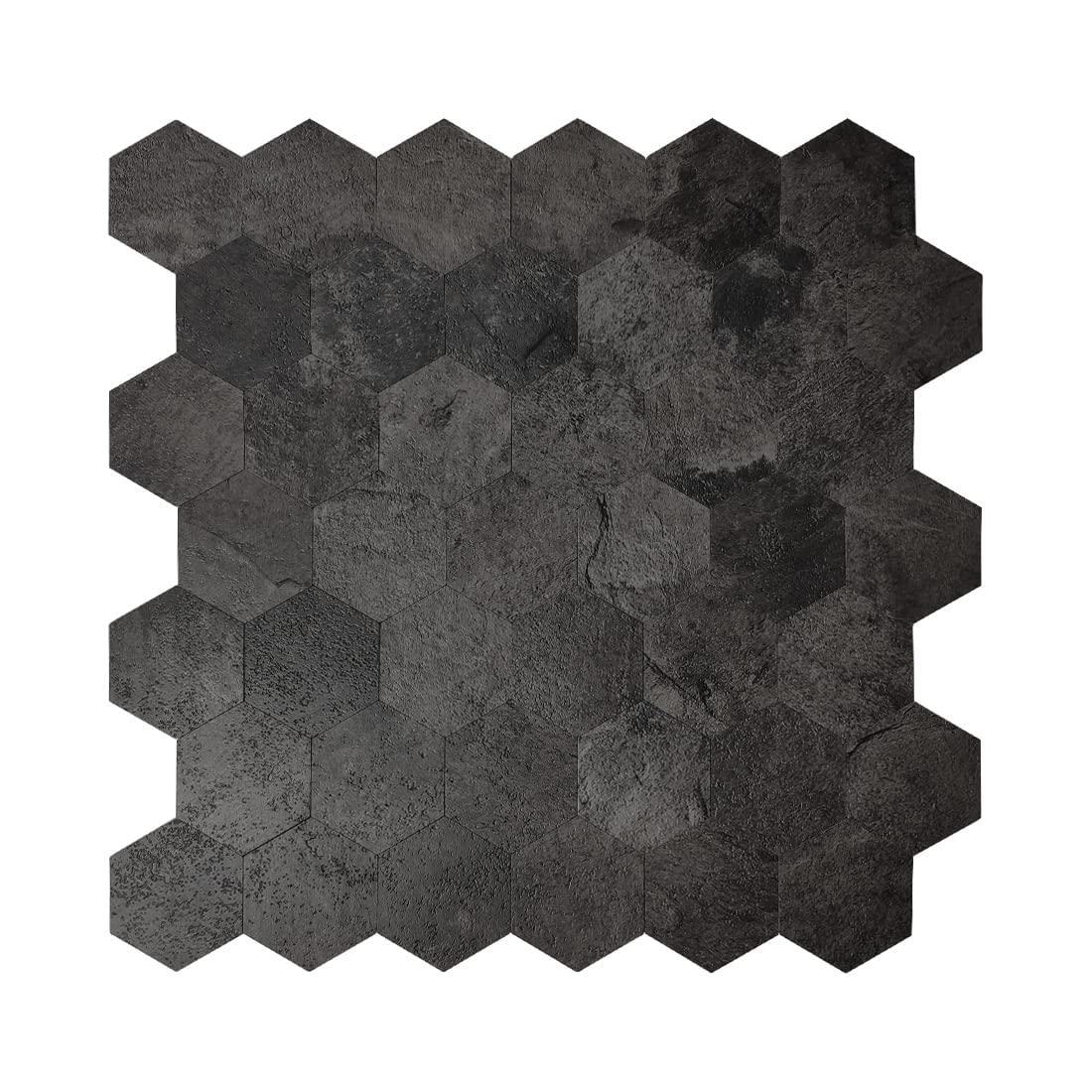 Avant Decor 8 Tiles | Stone Composite Small Hexagon Tiles | Peel and Stick Kitchen Backsplash Stick On Wall Easy DIY Installation 11.33" x 11.41"