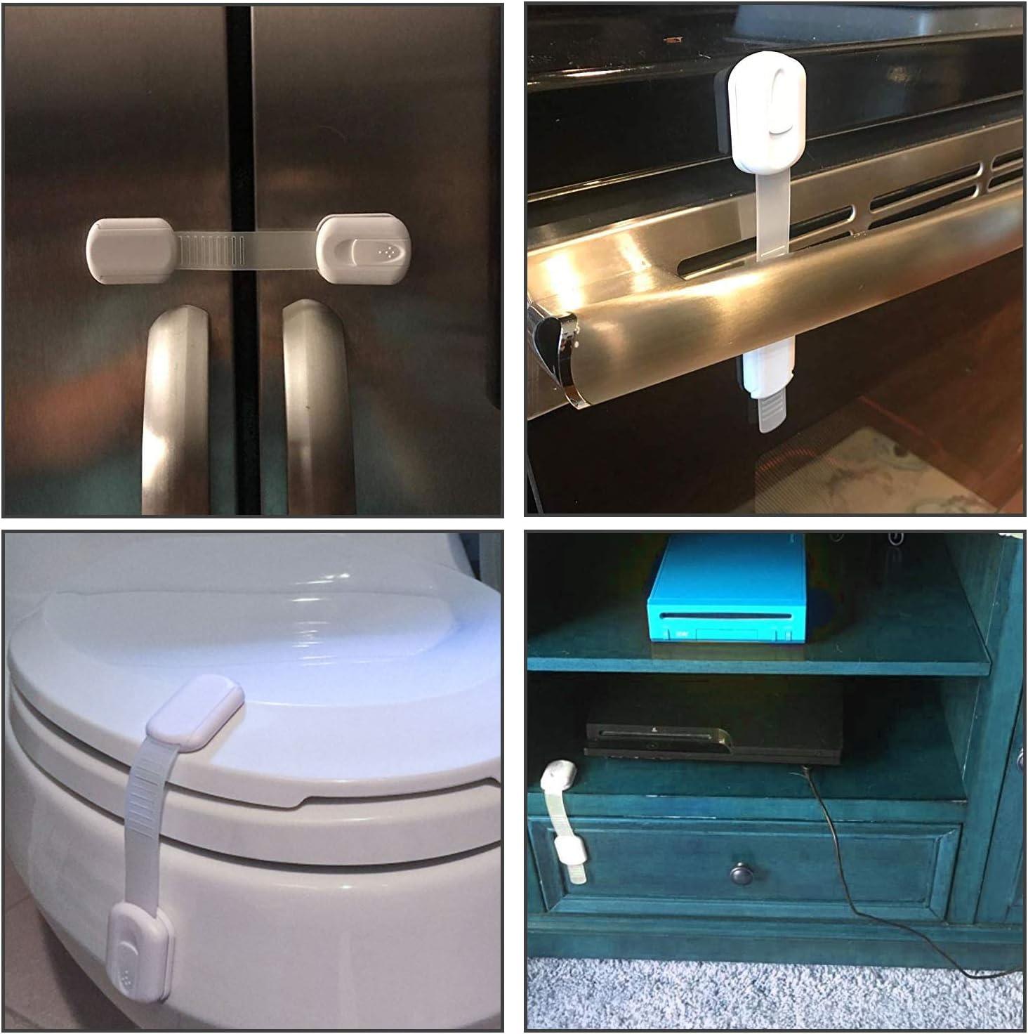 White Adjustable Child Safety Cabinet and Drawer Strap Locks