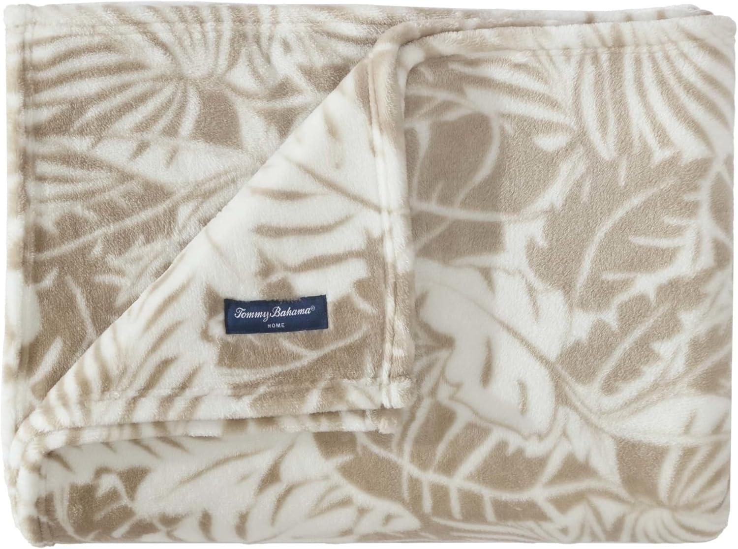 50"x70" Oversized Costa Blanca Throw Blanket Beige - Tommy Bahama: Reversible, Modern Fleece for All Ages