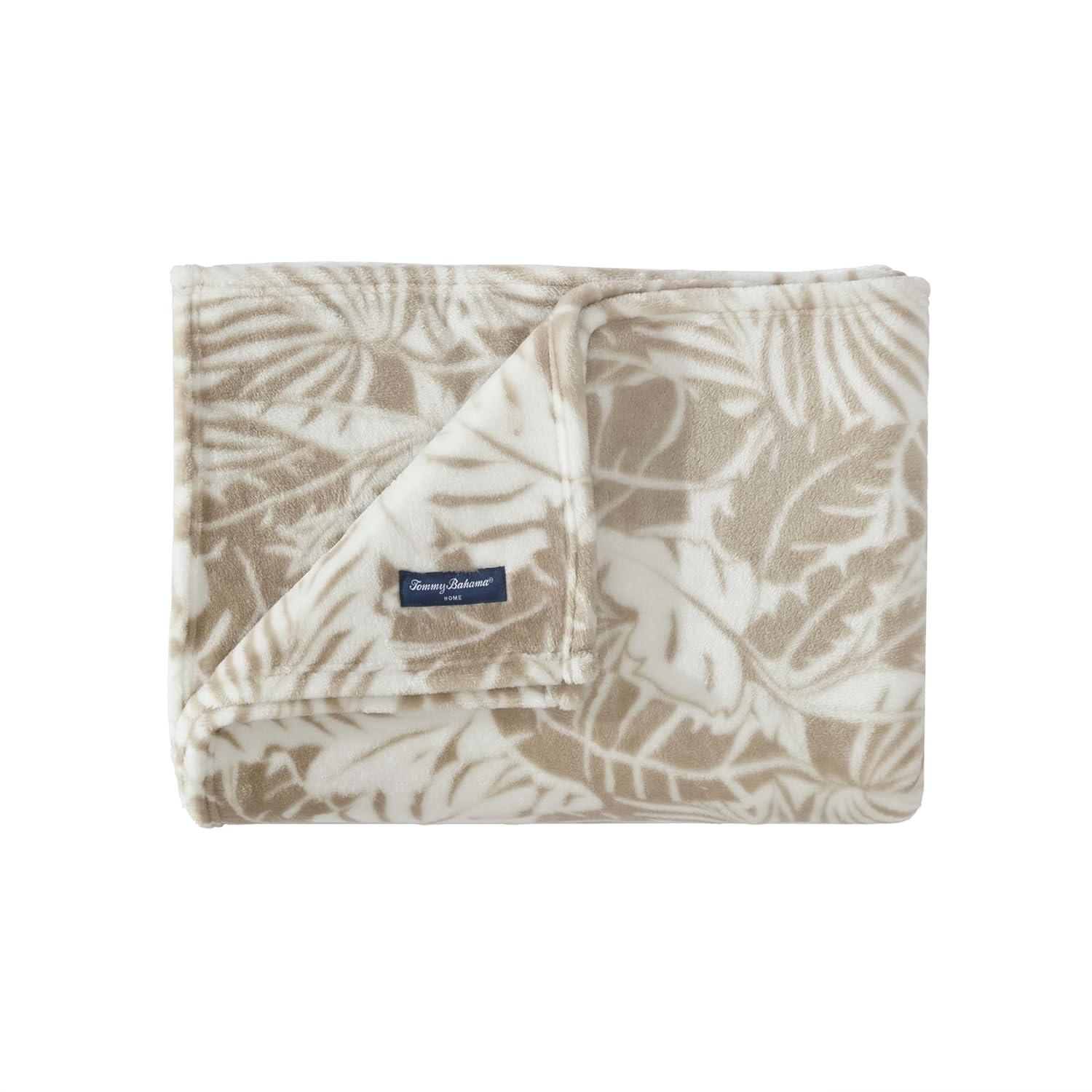 Tommy Bahama Home Wallpaper Leaves Plain Weave / Muslin Throw Blanket