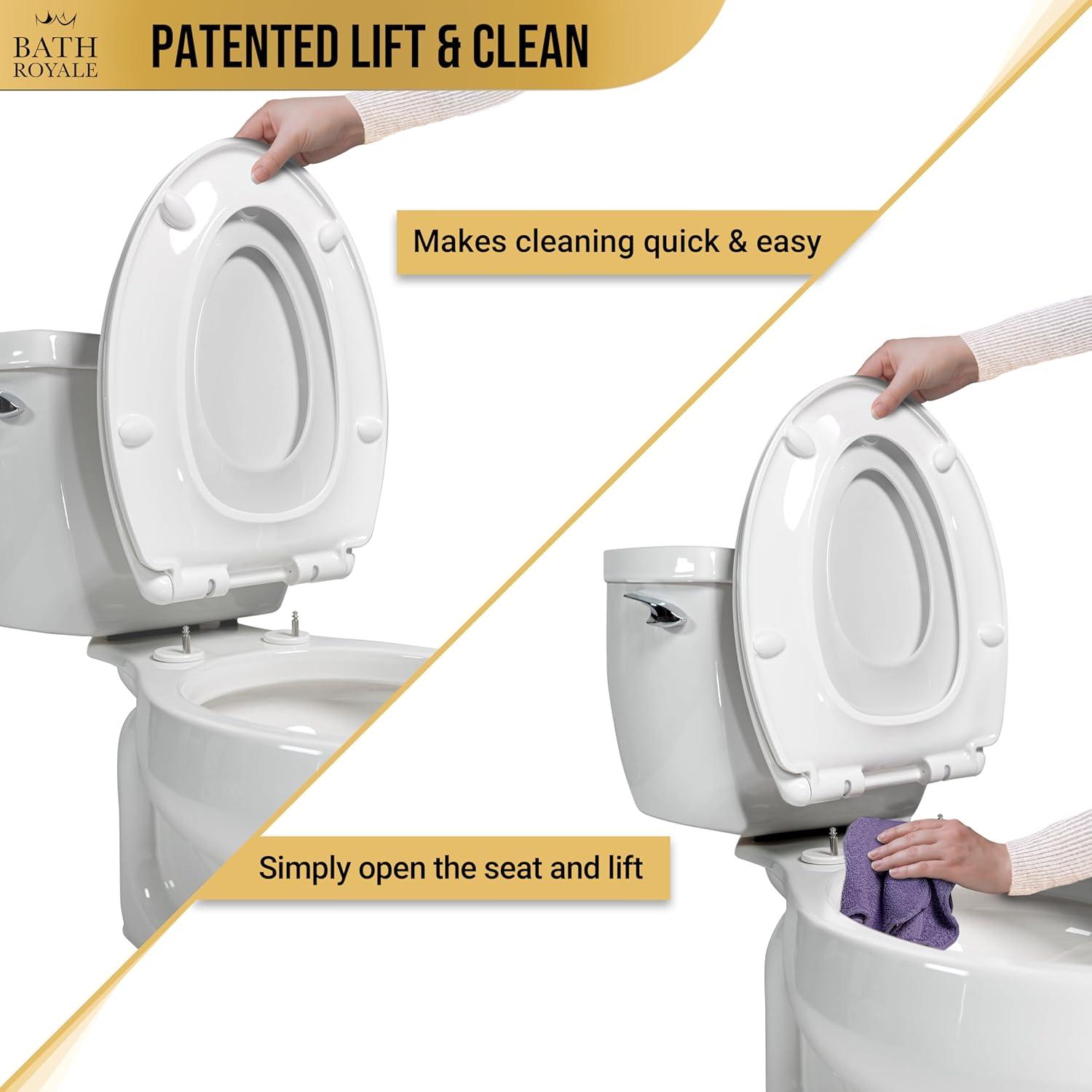 Elongated Toilet Seat BR501-01 Quiet Close, Stain-Resistant and Easy to Keep Clean, Heavy Duty, Fits All Toilet Brands, Executive Series -Biscuit/Linen