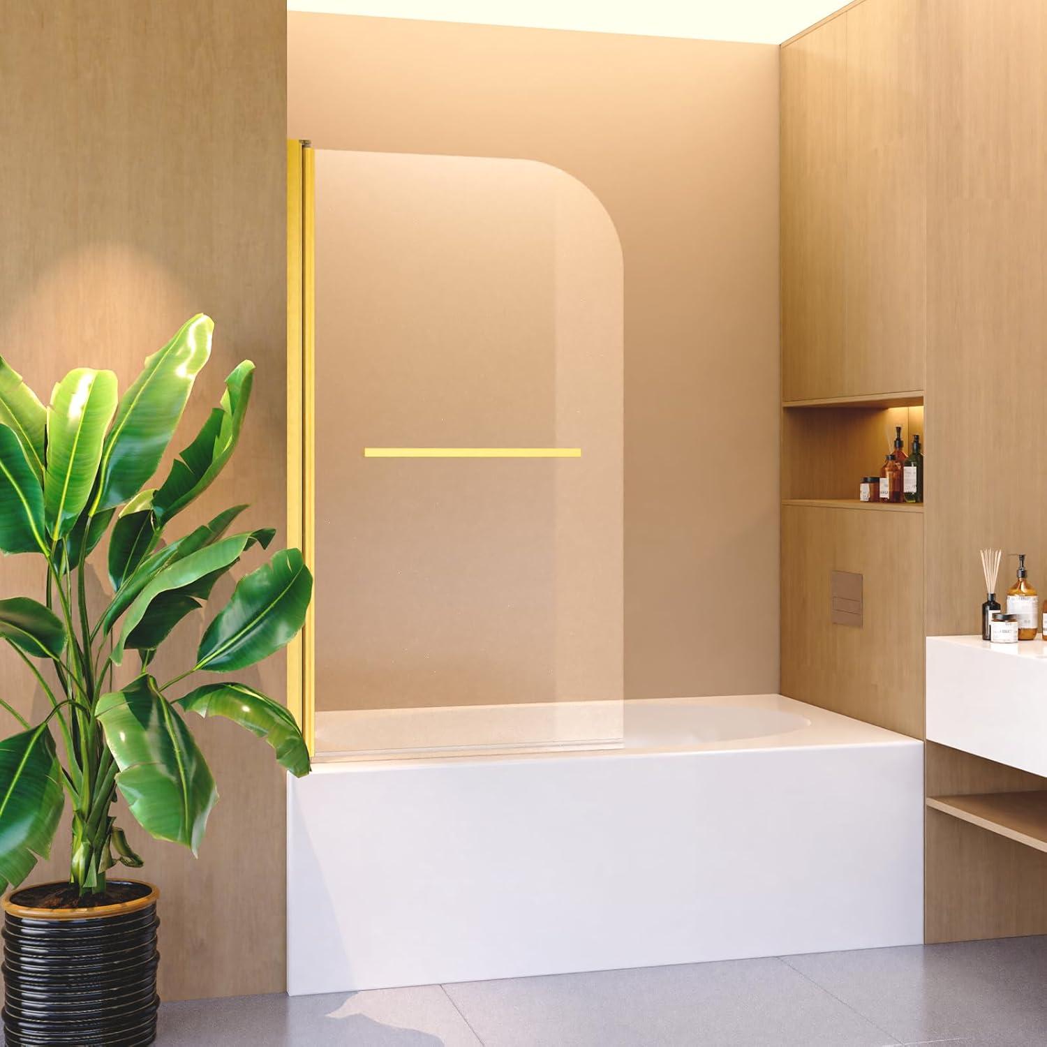 31"W x 55"H Frameless Folding Pivot Shower Tub Door Reversible Installation