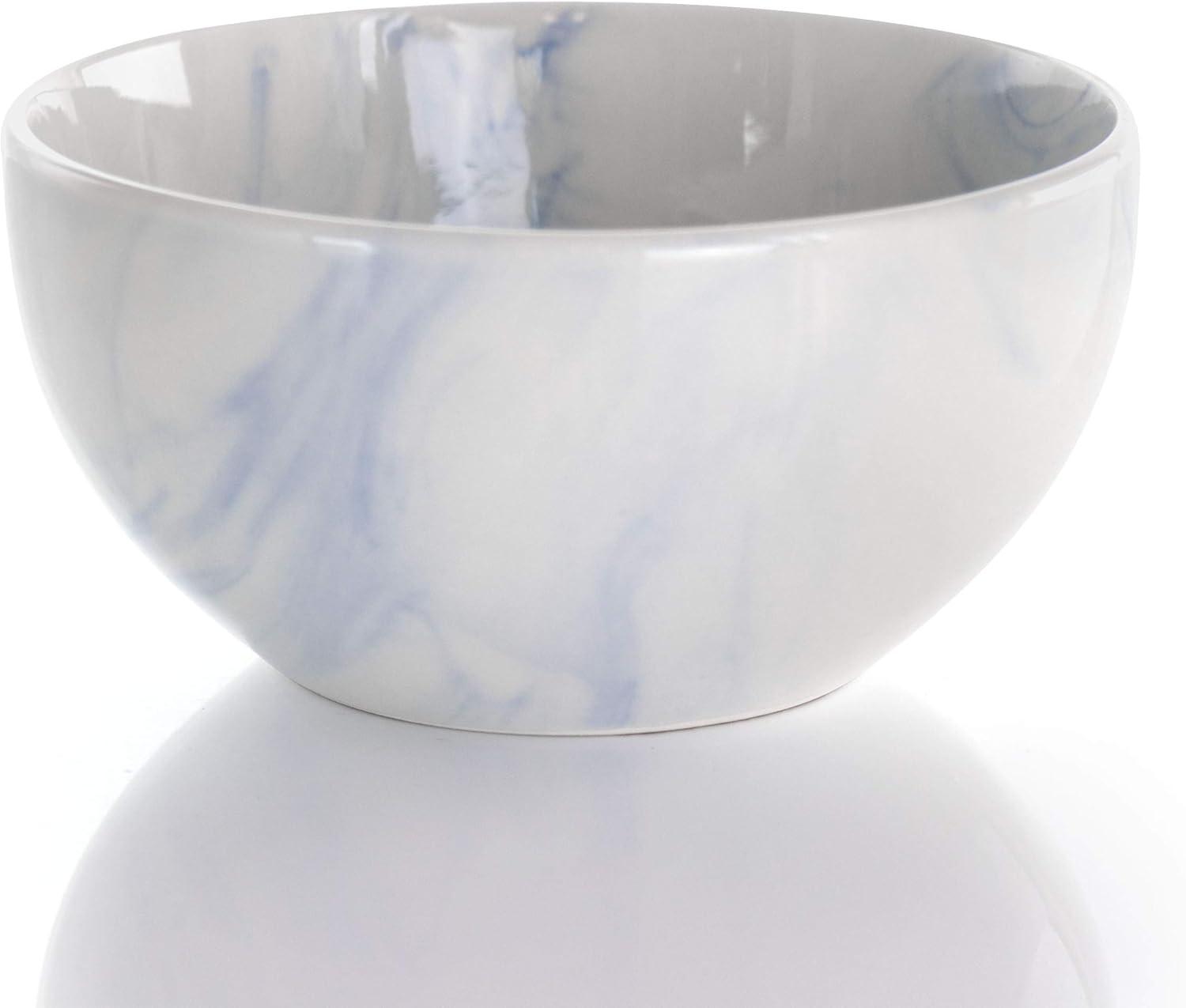 16-Piece Blue and White Marble Ceramic Dinnerware Set