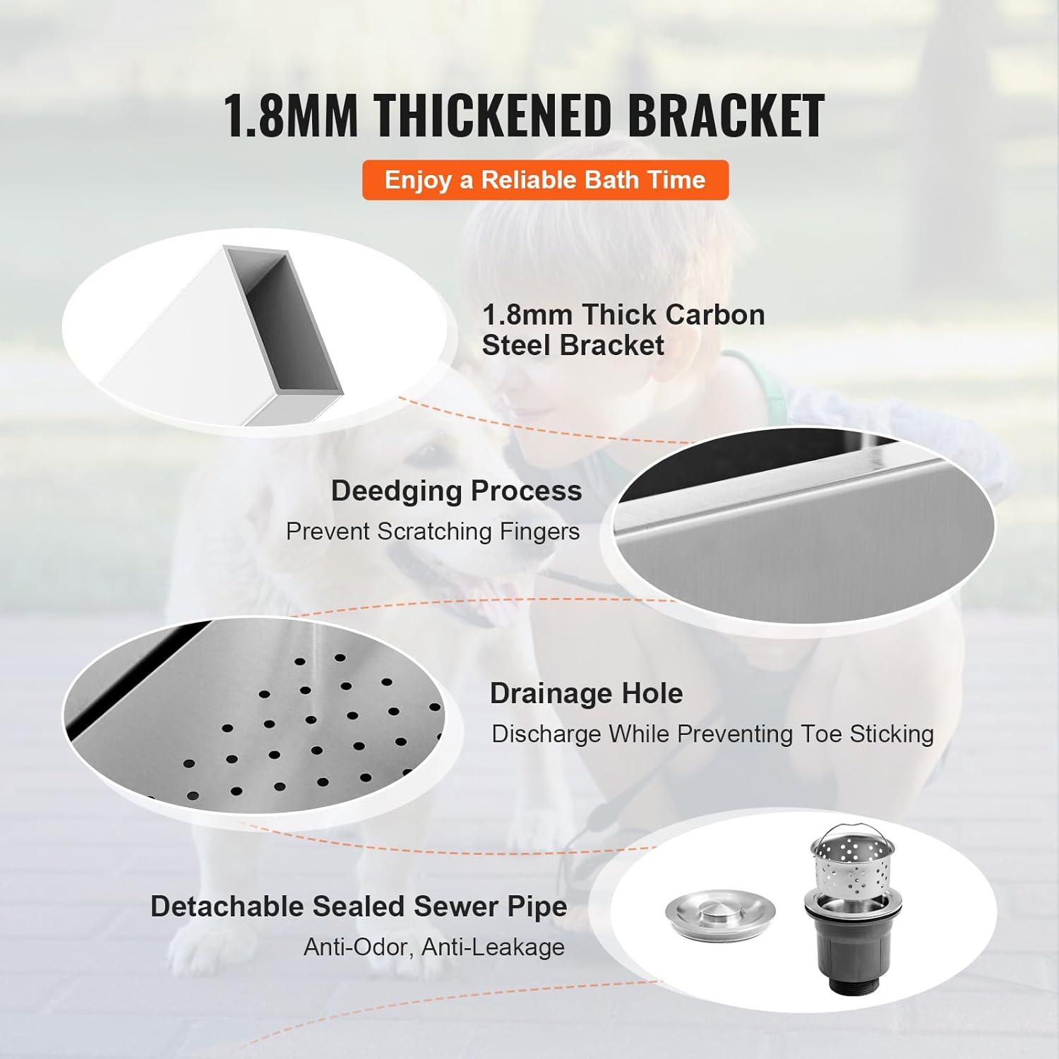 VEVOR 50" W Metal Dog Grooming Tub Electric Height Adjustment with Right Door Opening