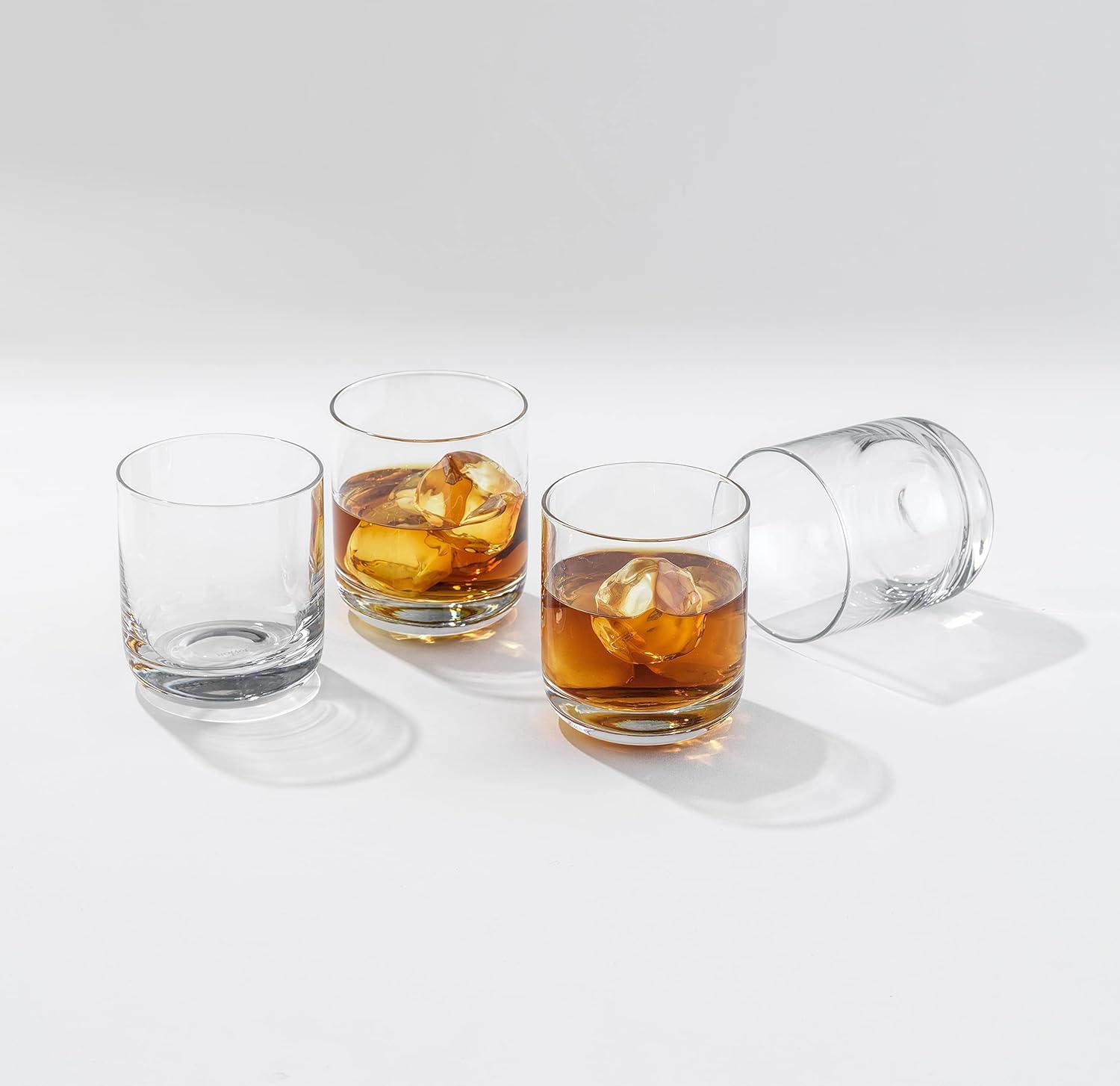 JoyJolt Nova Crystal Drinking Glasses - Short Tumbler Drinking Glass Set - Set of 4