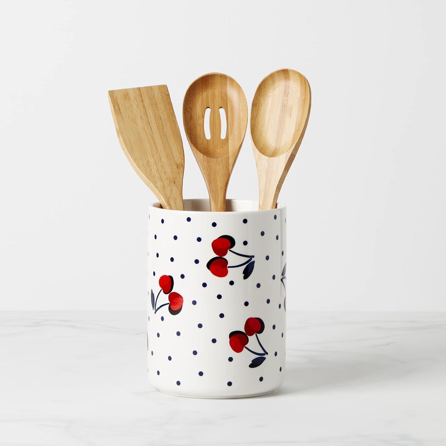 kate spade new york Vintage Cherry Dot Earthenware Utensil Storage Set