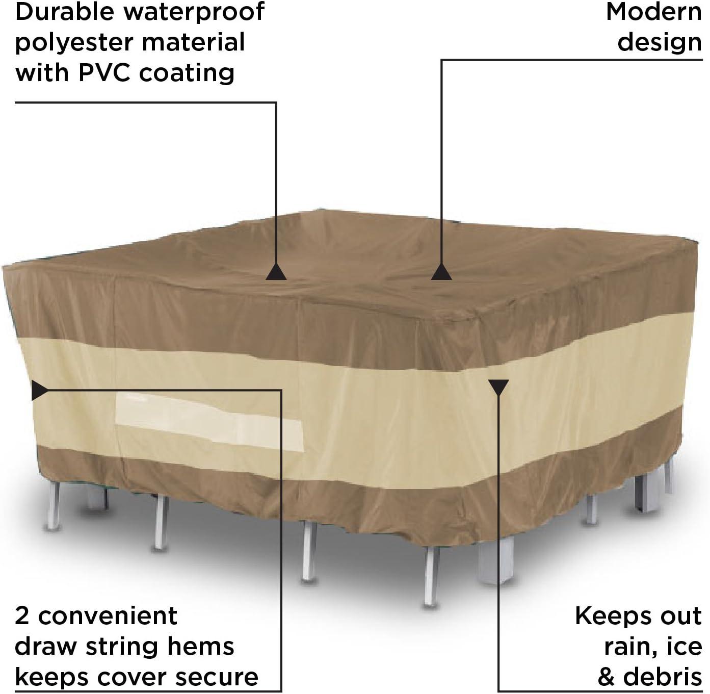 AnyWeather Square Patio Table with Chairs Outdoor Cover, Durable and Waterproof