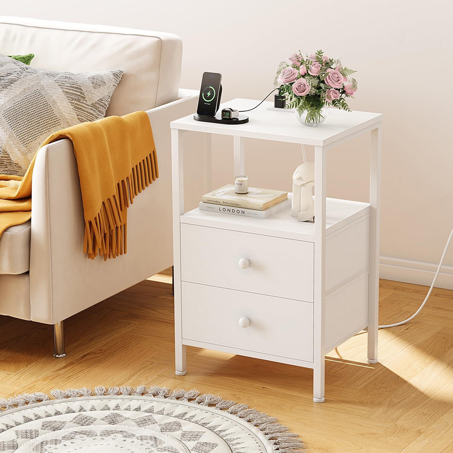 Furologee Nightstands Set of 2, White