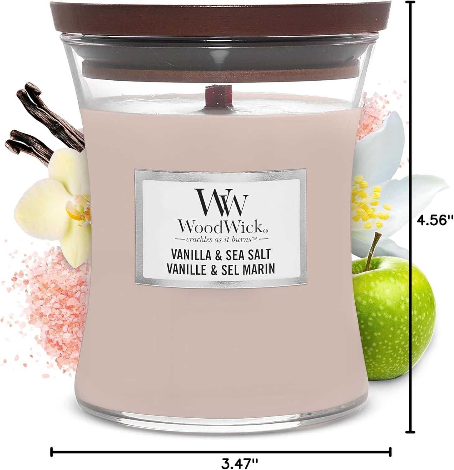 WoodWick Medium Hourglass Scented Candle, Vanilla & Sea Salt, 9.7 oz