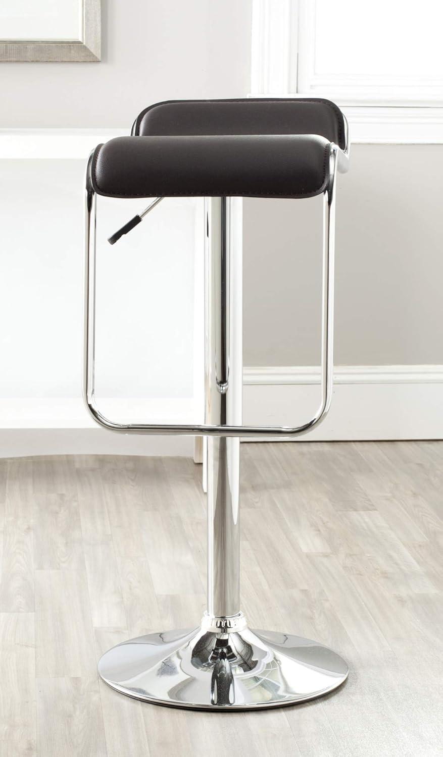 Taronda White Adjustable Swivel Bar Stool with Chrome Base