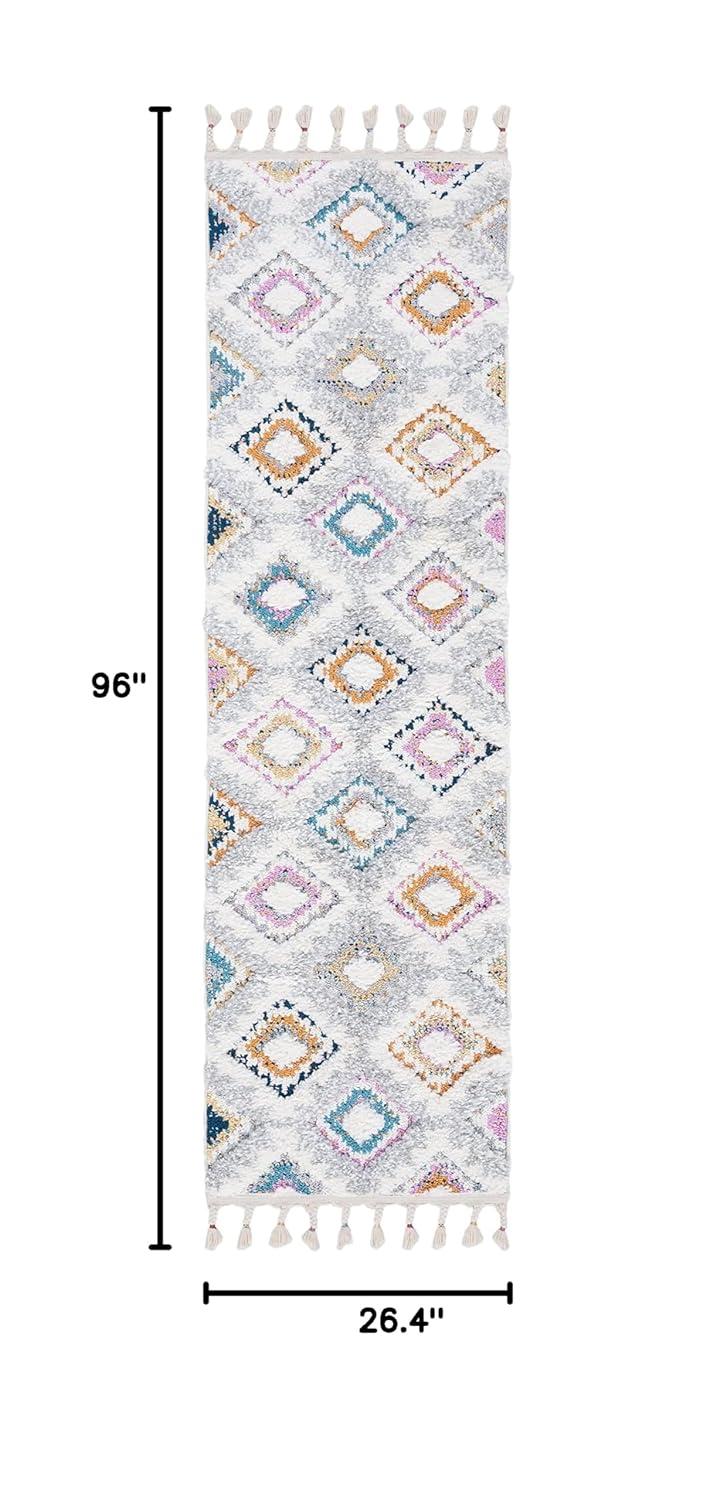 Moroccan Fringe Shag MFG106 Power Loomed Area Rug - Grey/Ivory - 5'3"x7'6" - Safavieh.