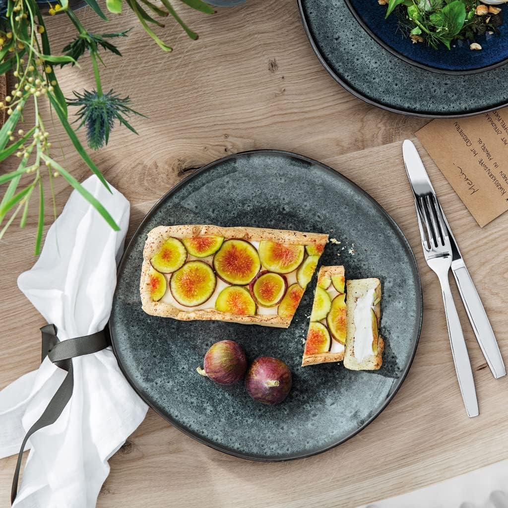 Gray Organic-Shape Ceramic Dinner Plate, Microwave-Safe