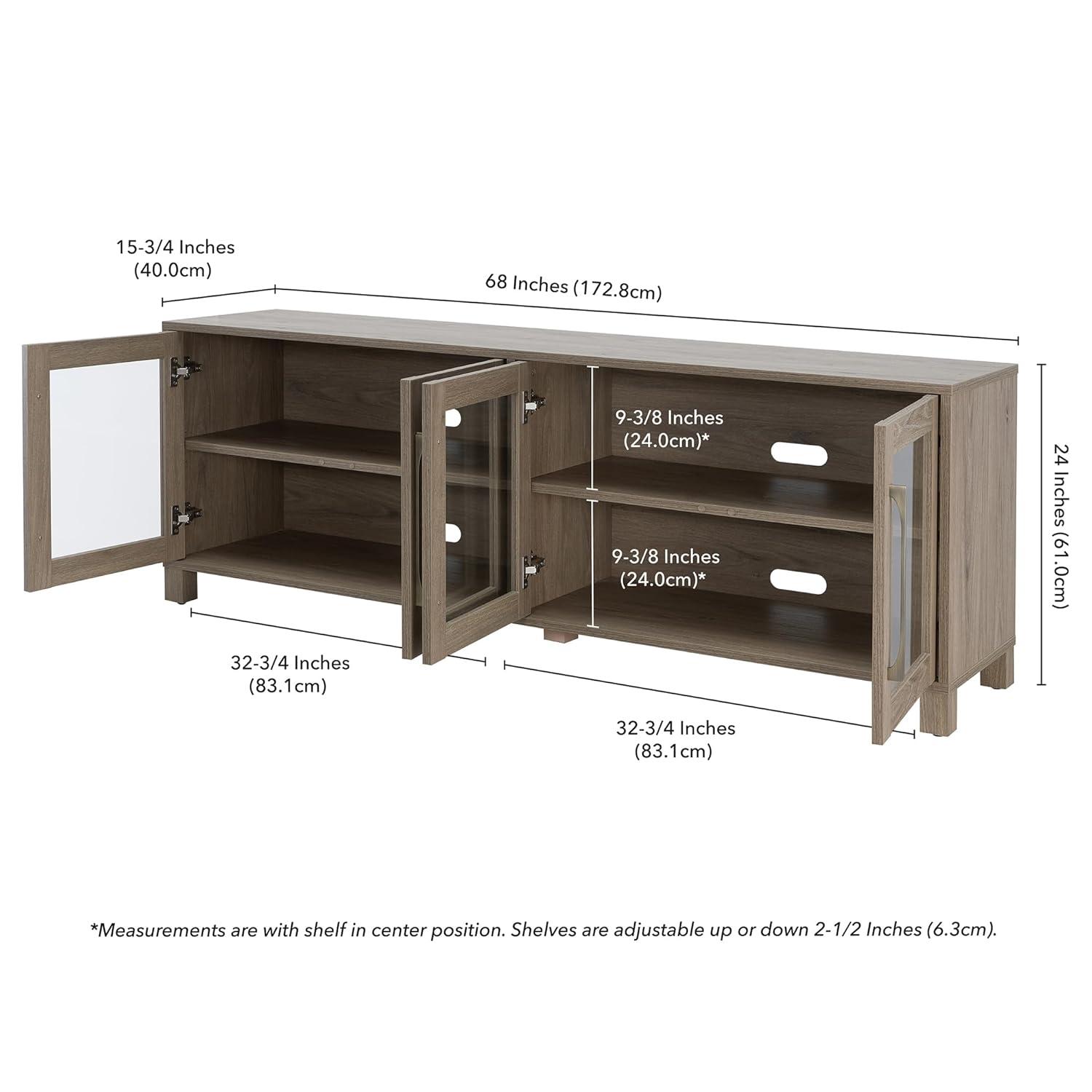 Henn&Hart Rectangular TV Stand for TV's up to 80" in Antiqued Gray, Electric Fireplace TV Stands for the Living Room