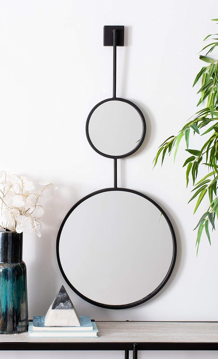 Contemporary 42" Oval Black Wood Accent Mirror