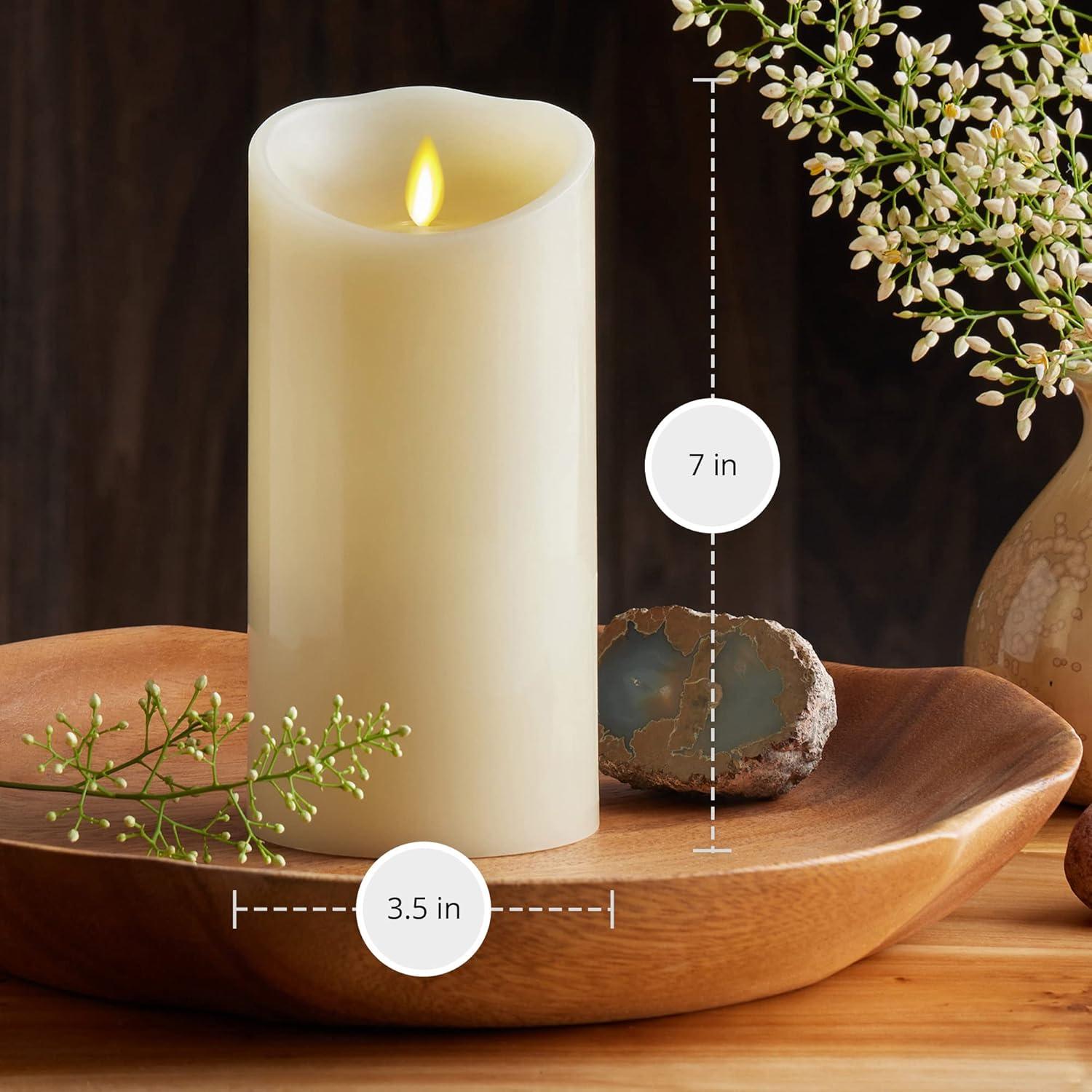 Luminara Flameless LED Candle, Moving Flame Pillar, Remote Ready, Timer, Battery Operated, Vanilla Honey Scented, Ivory (3.5 in x 7 in)