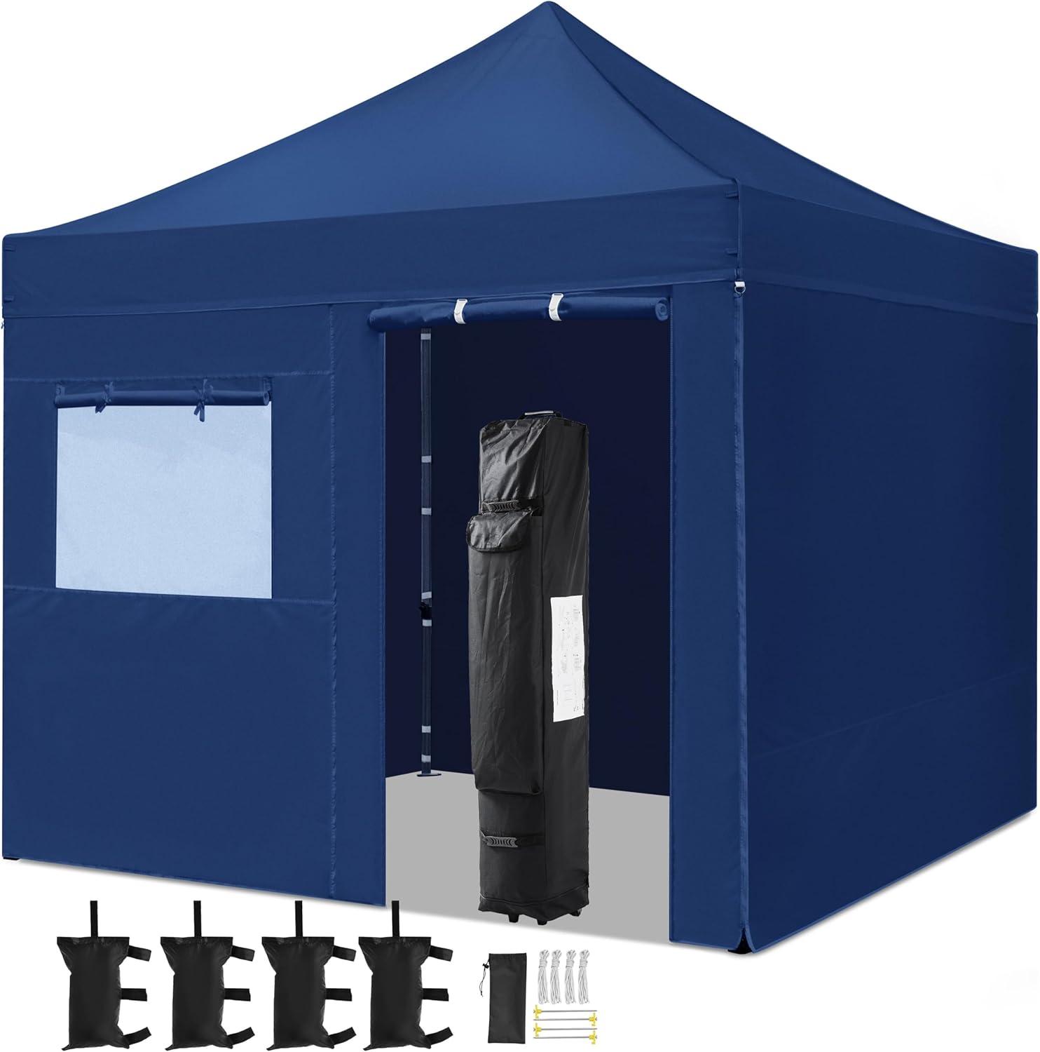 Yaheetech 10x10 Pop Up Commercial Canopy Tent with 4 Removable Sidewalls, Sandbags, Stakes & Ropes, Waterproof Instant Canopies for Wedding Party Commercial Event Pavilion, White