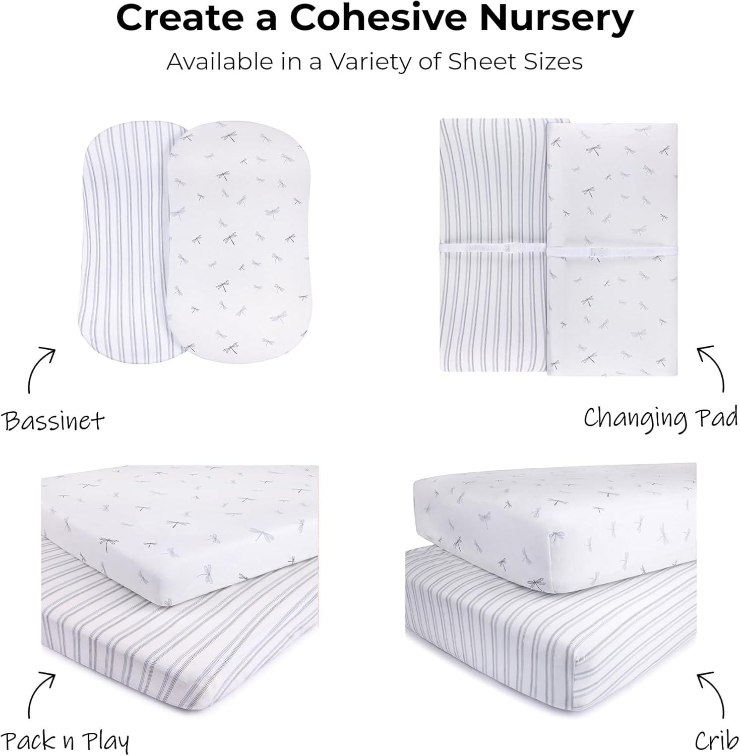 Ely's & Co. Baby Fitted Bassinet Sheet 100% Combed Jersey Cotton for Baby Boy 2 Pack