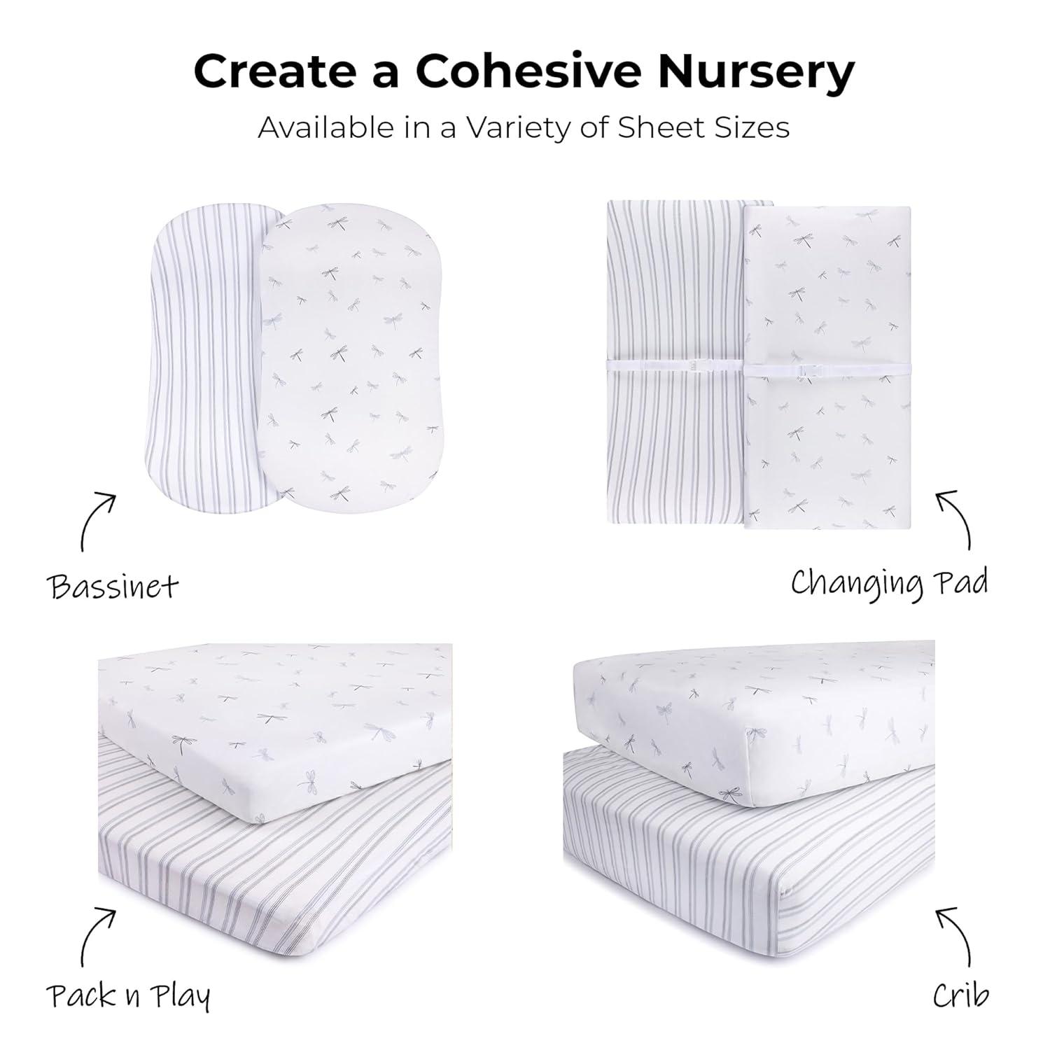 Ely's & Co. Baby Fitted Bassinet Sheet 100% Combed Jersey Cotton for Baby Boy 2 Pack