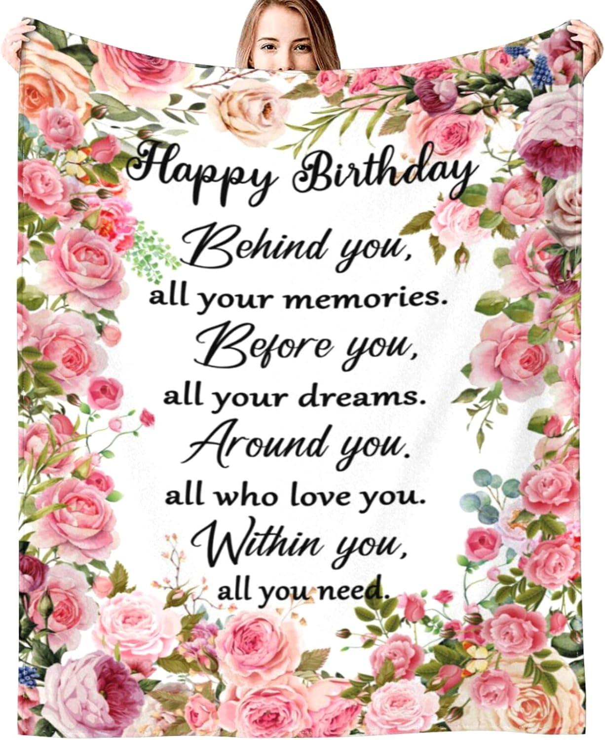 DALIHUA Birthday Gifts for Women Blanket Happy Birthday Decorations Throw Blanket Best Birthday Gift Ideas for Women Men 60x80inches