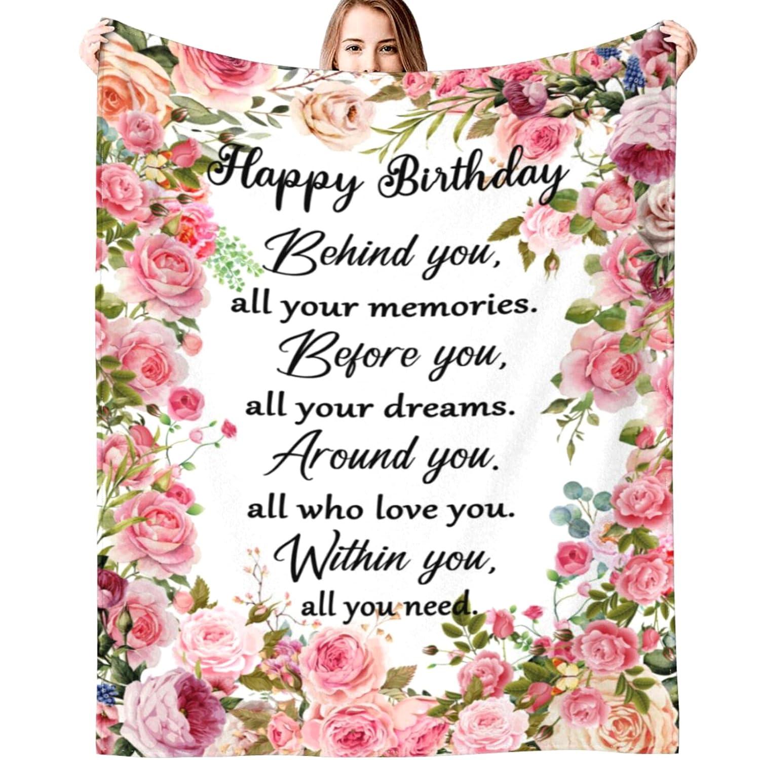 DALIHUA Birthday Gifts for Women Blanket Happy Birthday Decorations Throw Blanket Best Birthday Gift Ideas for Women Men 60x80inches