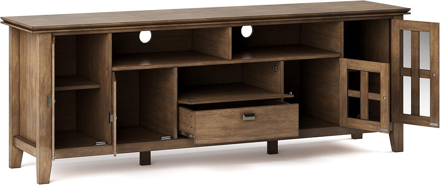 Artisan SOLID WOOD 72" Wd Contemporary TV Media Stand in Natural Aged Brown