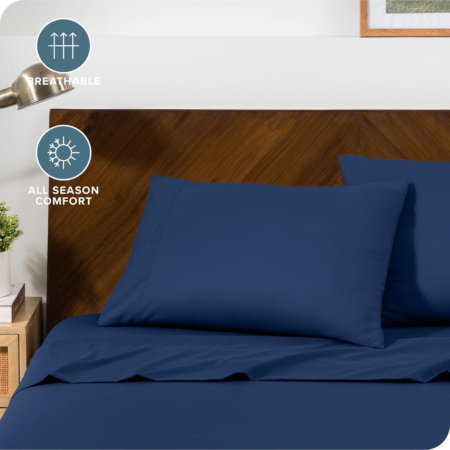 Microfiber King - Envelope - 20 x 36 Dark Blue Pillowcase Set by Bare Home