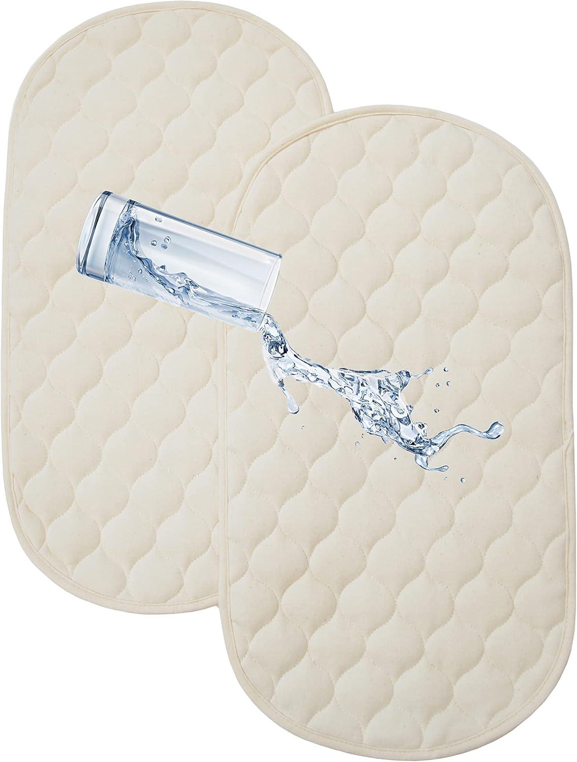 TL Care Waterproof Quilted Playard Changing Table Pads Made with Organic Cotton Top Layer - Natural