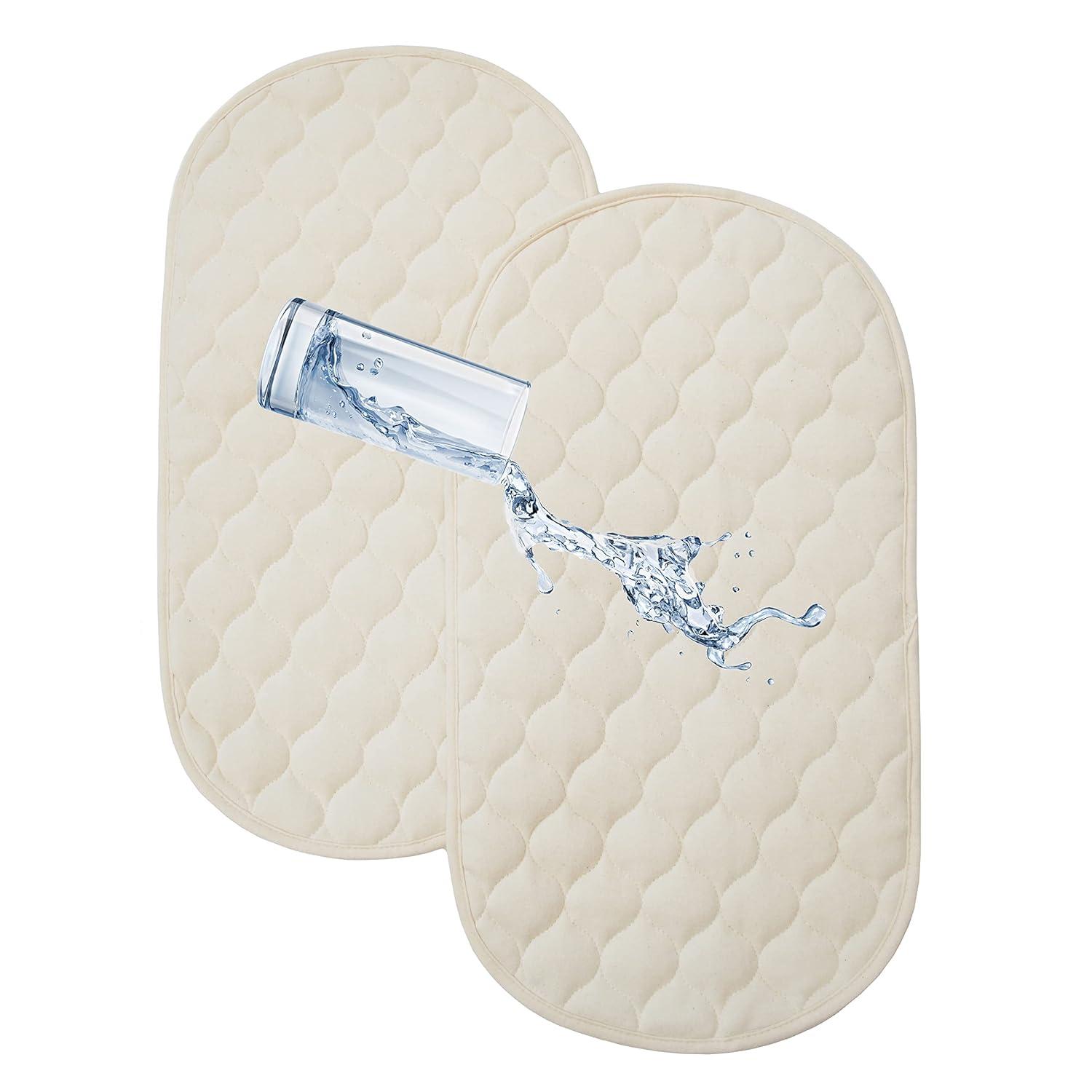 TL Care Waterproof Quilted Playard Changing Table Pads Made with Organic Cotton Top Layer - Natural