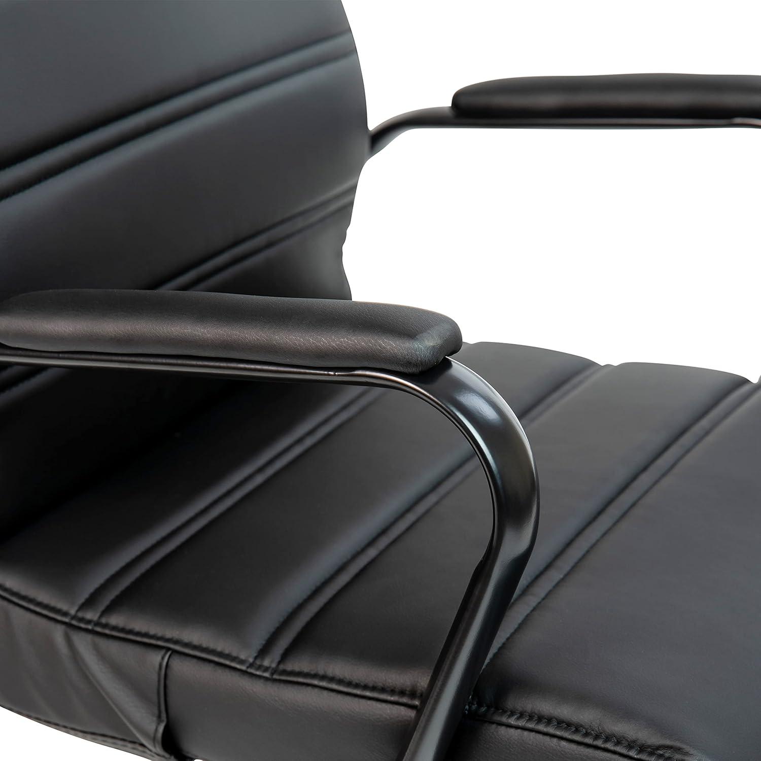 Emma and Oliver High Back Brown LeatherSoft Executive Swivel Office Chair with Black Frame/Arms