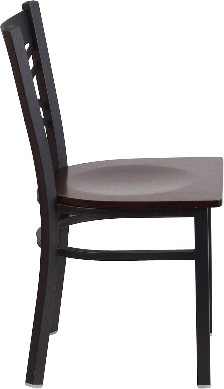 Elevate 32'' Black Steel and Walnut Wood Cross Back Side Chair