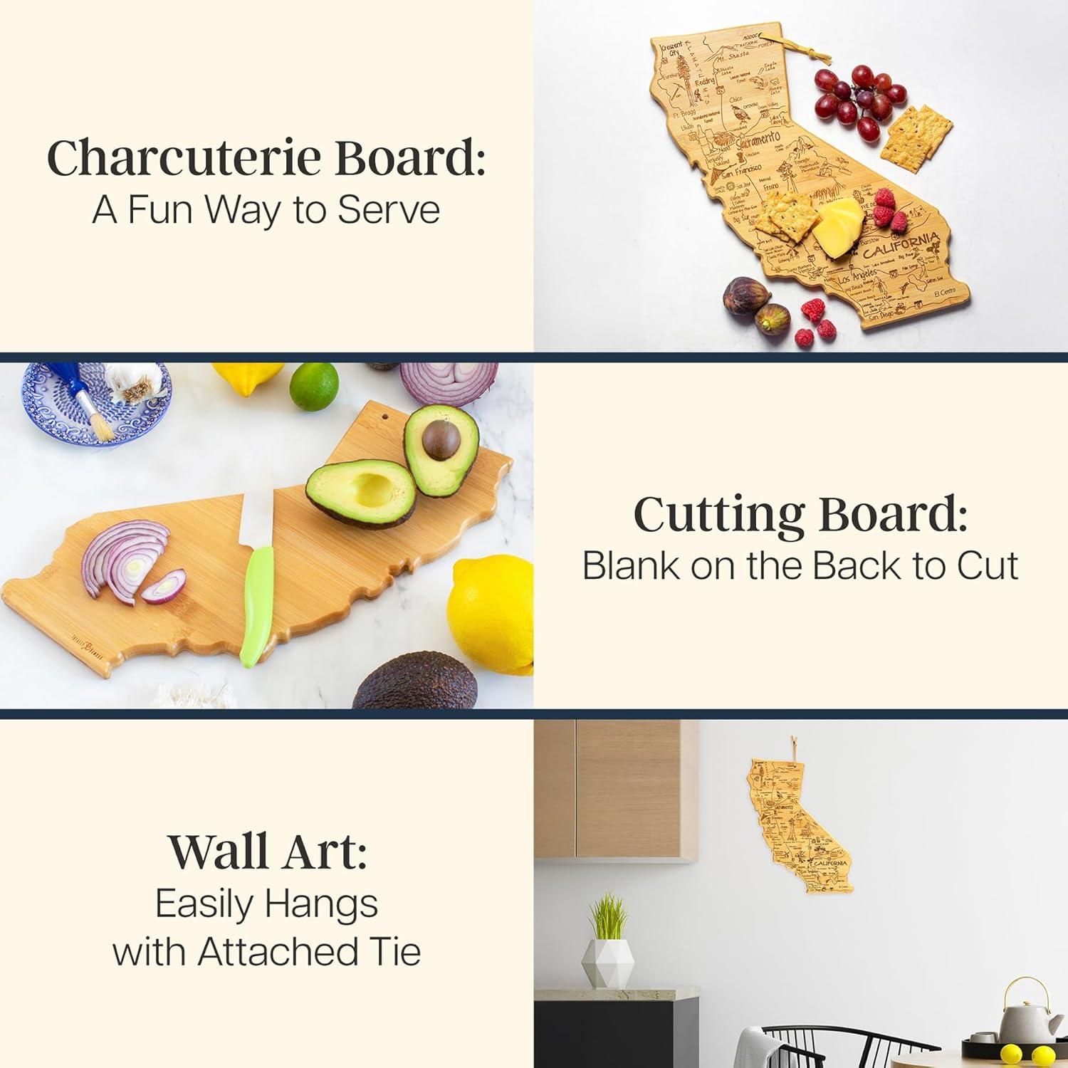 Totally Bamboo Destination California Cutting Board: State Grazing Board, Lightweight Bamboo, 14.25" x 11"